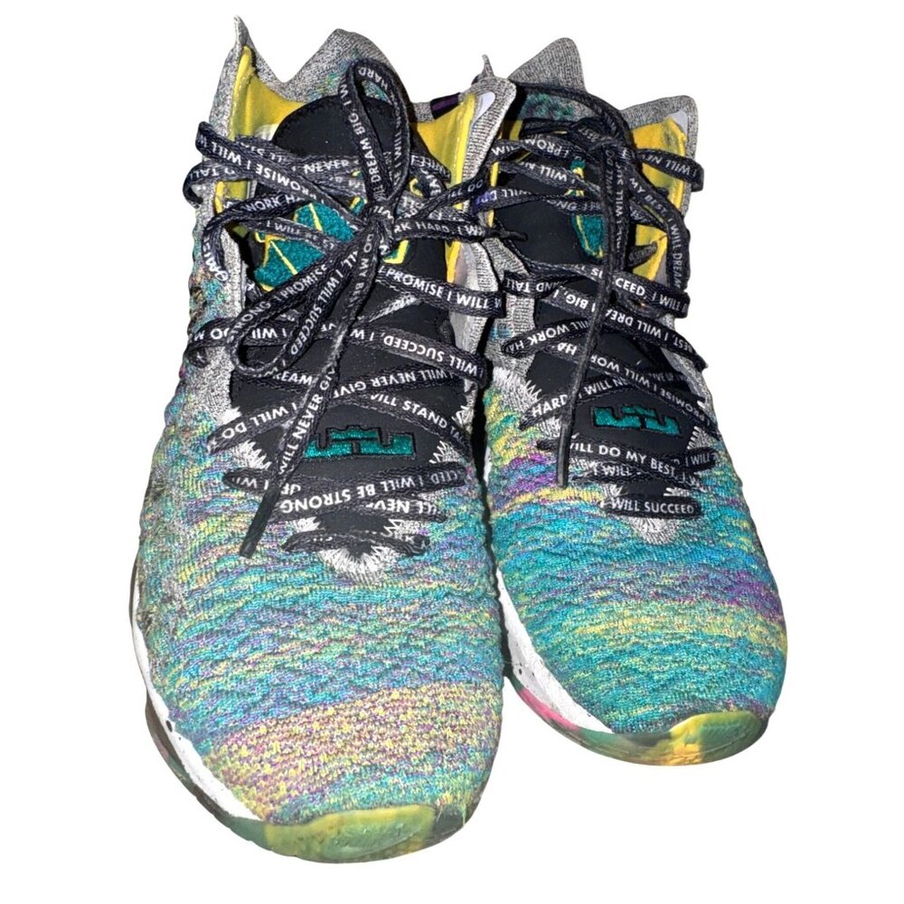 Nike Lebron 17 Multicolor Knit Basketball Shoes Size 7.5 Mens Lightweight & Vibr - Picture 2 of 8
